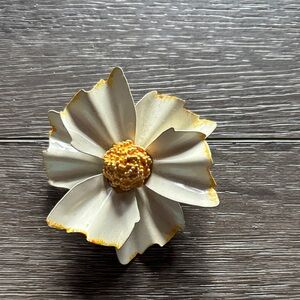Vintage Flower Brooch with Yellow Accents